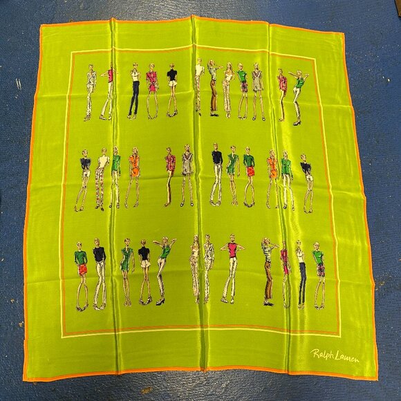 Ralph Lauren Models Fashion People 100% Silk Women's Scarf - Picture 1 of 7